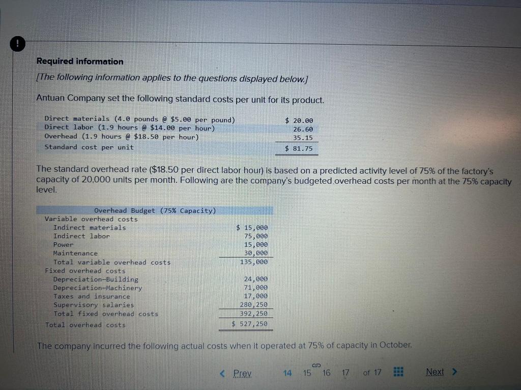 Solved The company incurred the following actual costs when