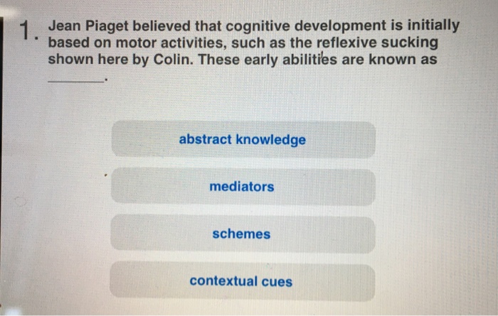 Solved Jean Piaget believed that cognitive development is Chegg