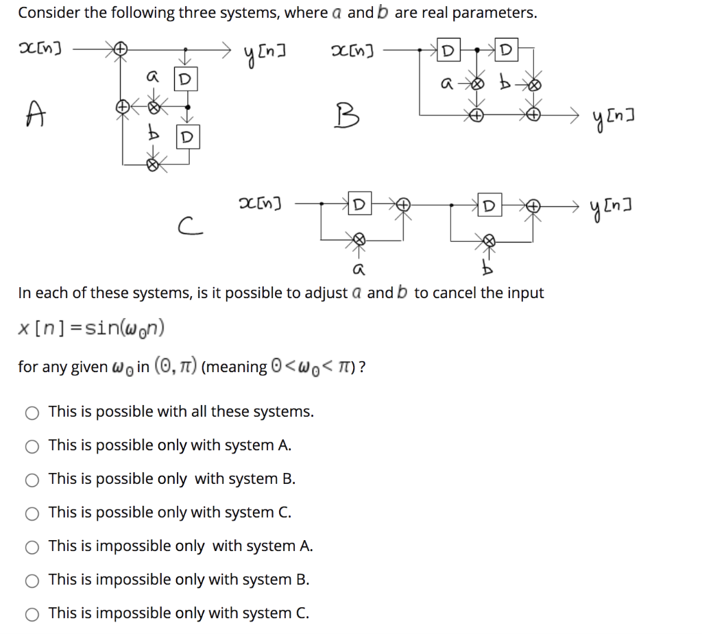 Solved Consider The Following Three Systems, Where A And B | Chegg.com