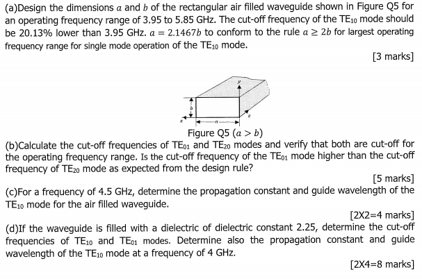 Solved (a)Design the dimensions a and b of the rectangular | Chegg.com
