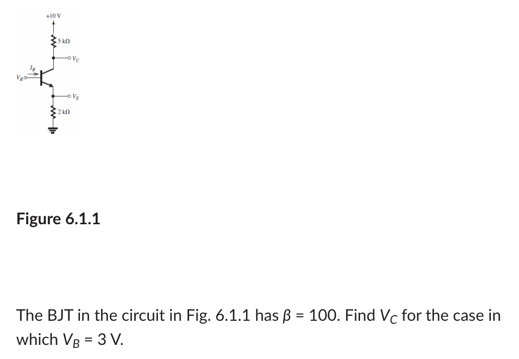 Solved Figure 6.1.1The BJT in the circuit in Fig. 6.1.1 ﻿has | Chegg.com