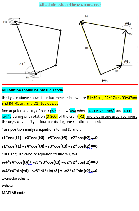 All solution should be MATLAB code R4 Fix 1 R3 R1 73 | Chegg.com