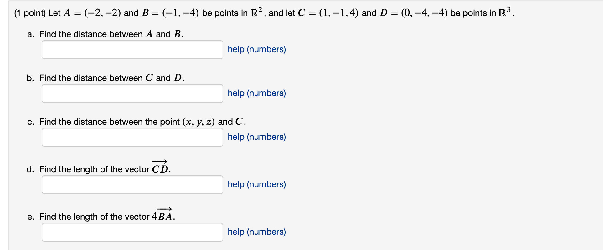 Solved (1 Point) Let A = (-2,-2) And B = (-1,-4) Be Points | Chegg.com