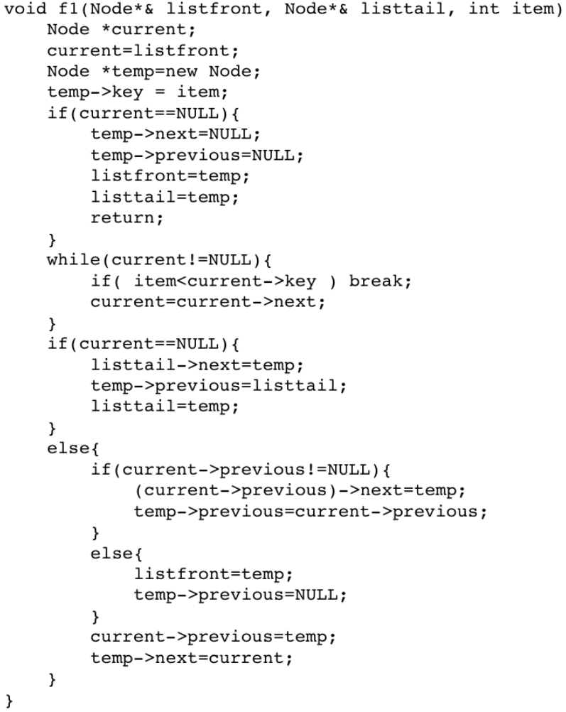 Solved void f1 (Node* & listfront, Node* & listtail, int | Chegg.com