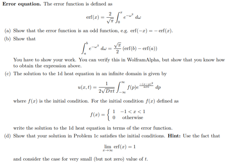 Solved Error equation. The error function is defined as | Chegg.com