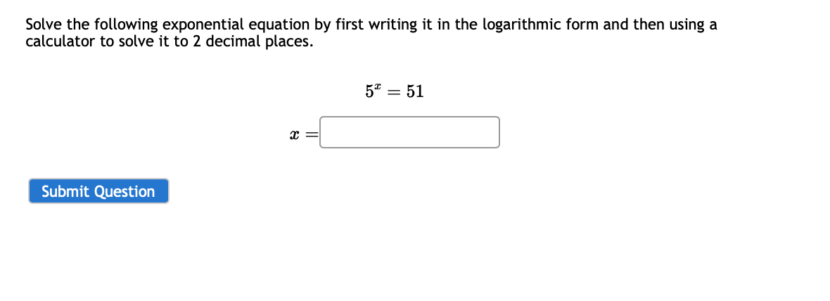 Solved Solve the following exponential equation by first | Chegg.com