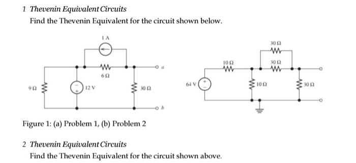 Solved 1 Thevenin Equivalent Circuits Find the Thevenin | Chegg.com