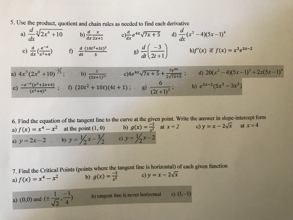 Solved 4. Find the derivative of each function. Simplify the | Chegg.com