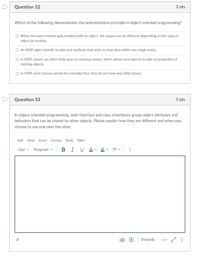 Solved Question 32 2 pts Which of the following demonstrates | Chegg.com