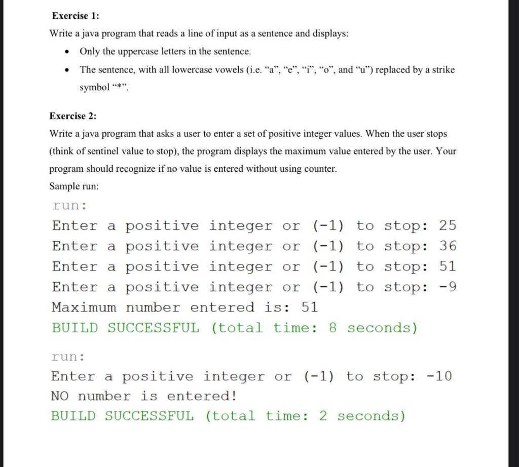 Solved Exercise 1: . Write a java program that reads a line | Chegg.com