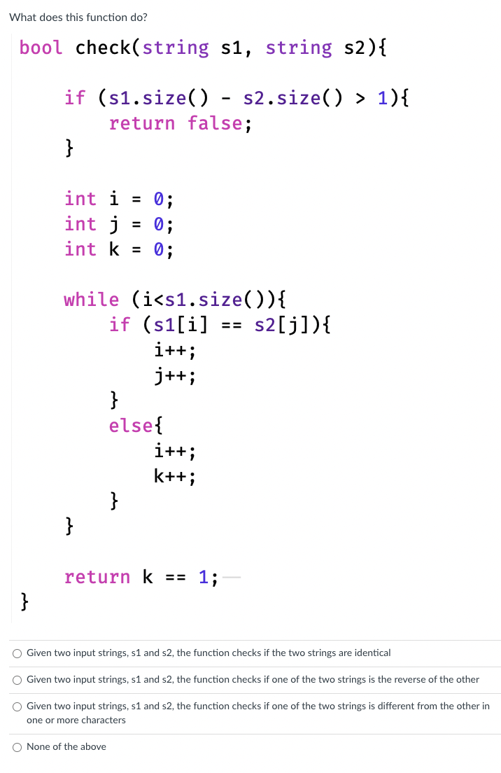 Solved Given Two Input Strings, S1 And S2, The Function | Chegg.com