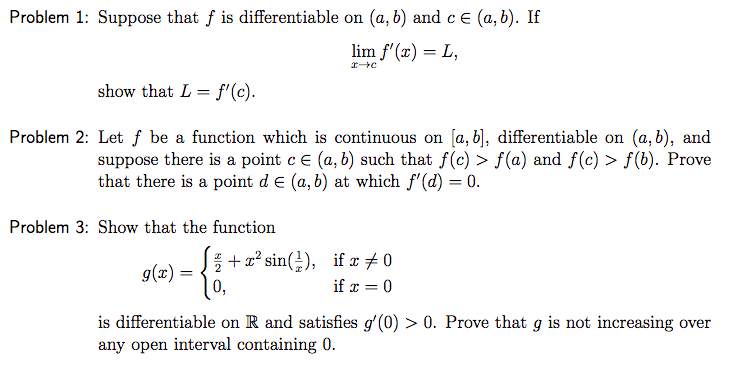 Solved Problem 1 Suppose That F Is Differentiable On A Chegg Com