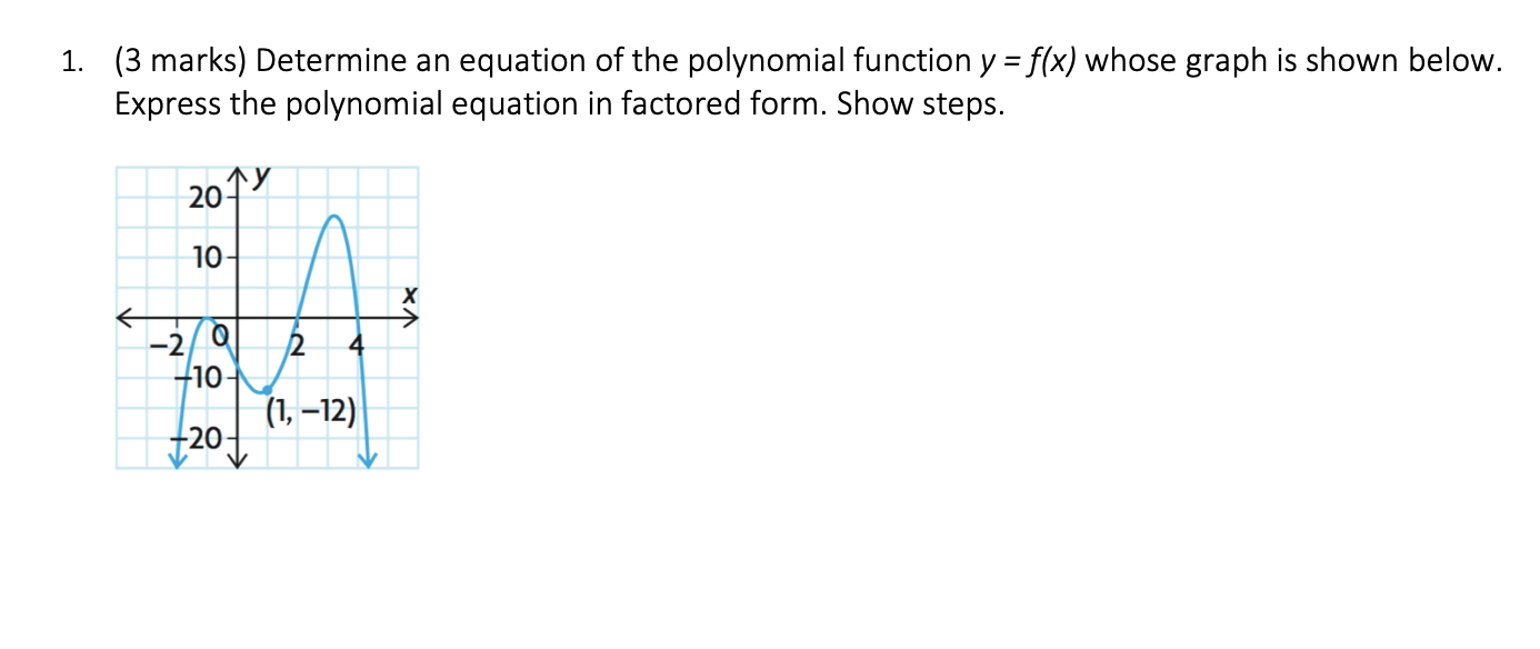Solved 1. (3 ﻿marks) ﻿Determine an equation of the | Chegg.com