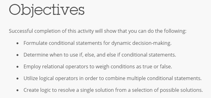 Solved Objectives Successful completion of this activity | Chegg.com