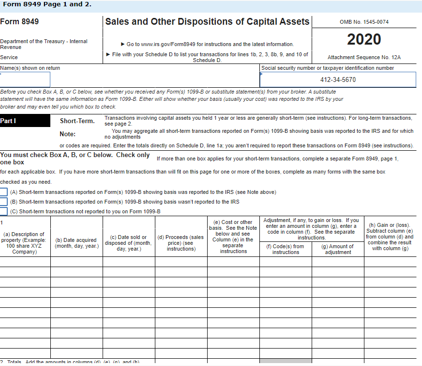 Complete Mr. Woods’s Form 8949, 1040 Schedule D and