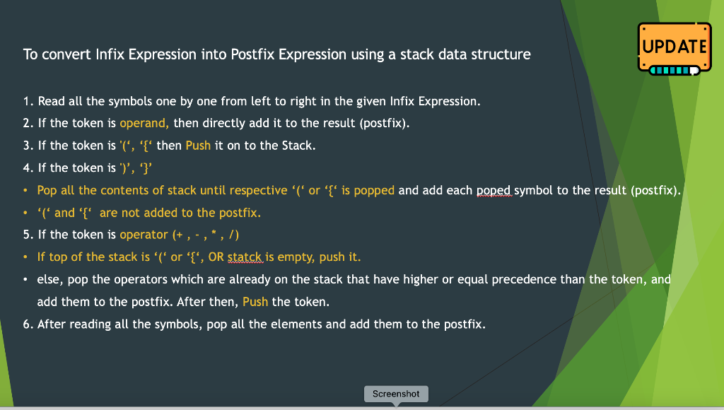 Mission 1. Ask the user for an infix expression. | Chegg.com