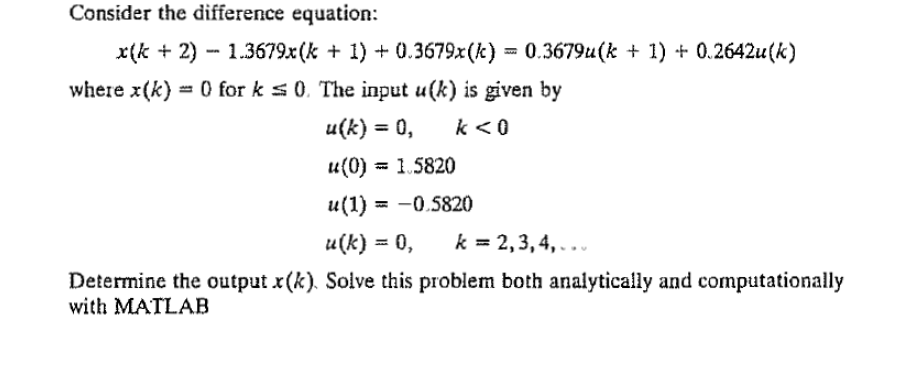 Solved Consider The Difference Equation: | Chegg.com