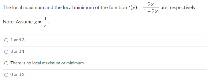 Solved The local maximum and the local minimum of the | Chegg.com