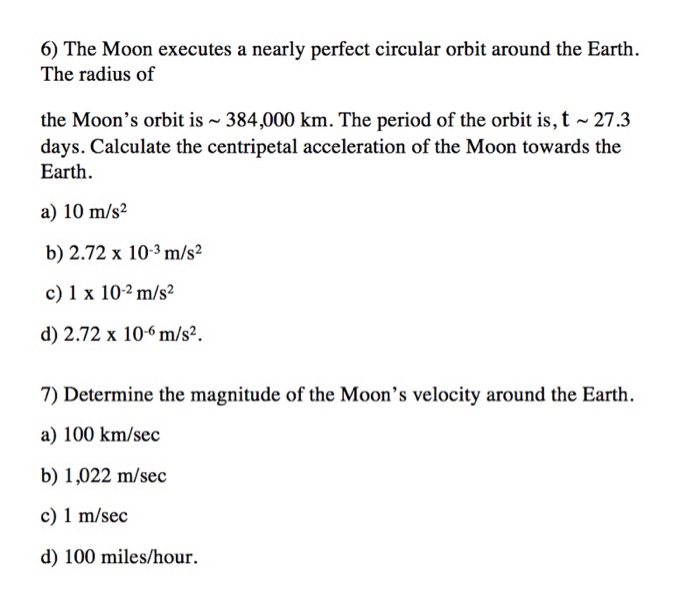 What Is The Acceleration Of The Moon Towards The Earth Quizlet