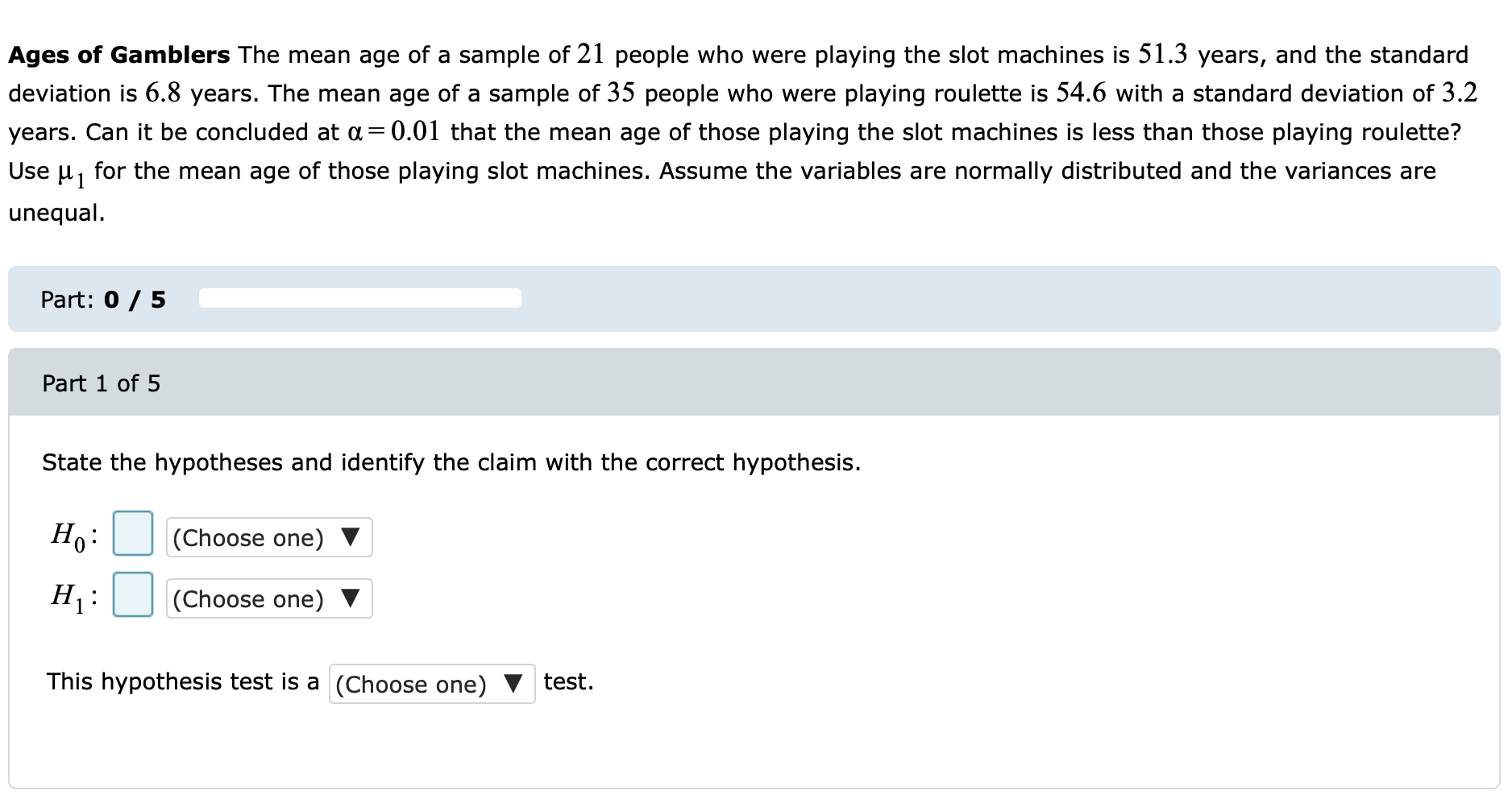 Solved Ages Of Gamblers The Mean Age Of A Sample Of 21 | Chegg.com