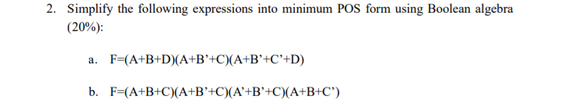 Solved 2. Simplify The Following Expressions Into Minimum | Chegg.com