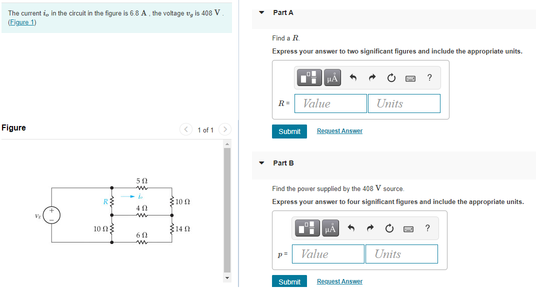 Solved Part A The current i, in the circuit in the figure is | Chegg.com