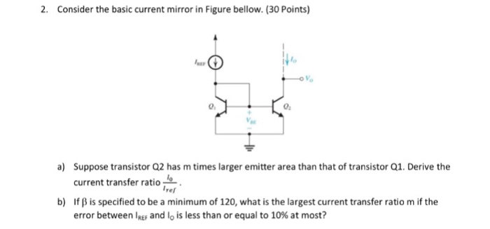 Solved 2. Consider the basic current mirror in Figure | Chegg.com