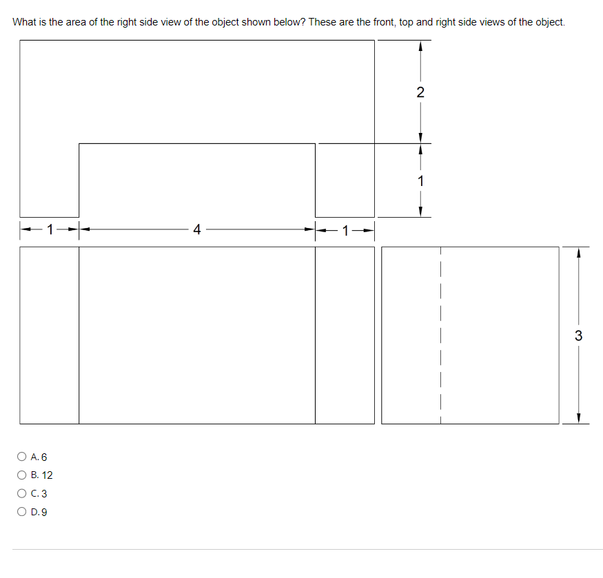 Solved What is the area of the right side view of the object | Chegg.com