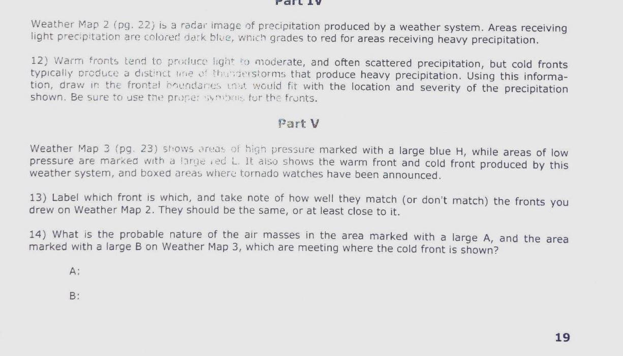 Solved Weather Map 2 (pg. 22) is a radar image of | Chegg.com