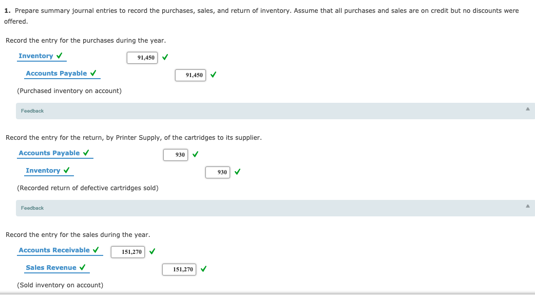 Solved Exercise 649 Recording Purchases and Sales Printer
