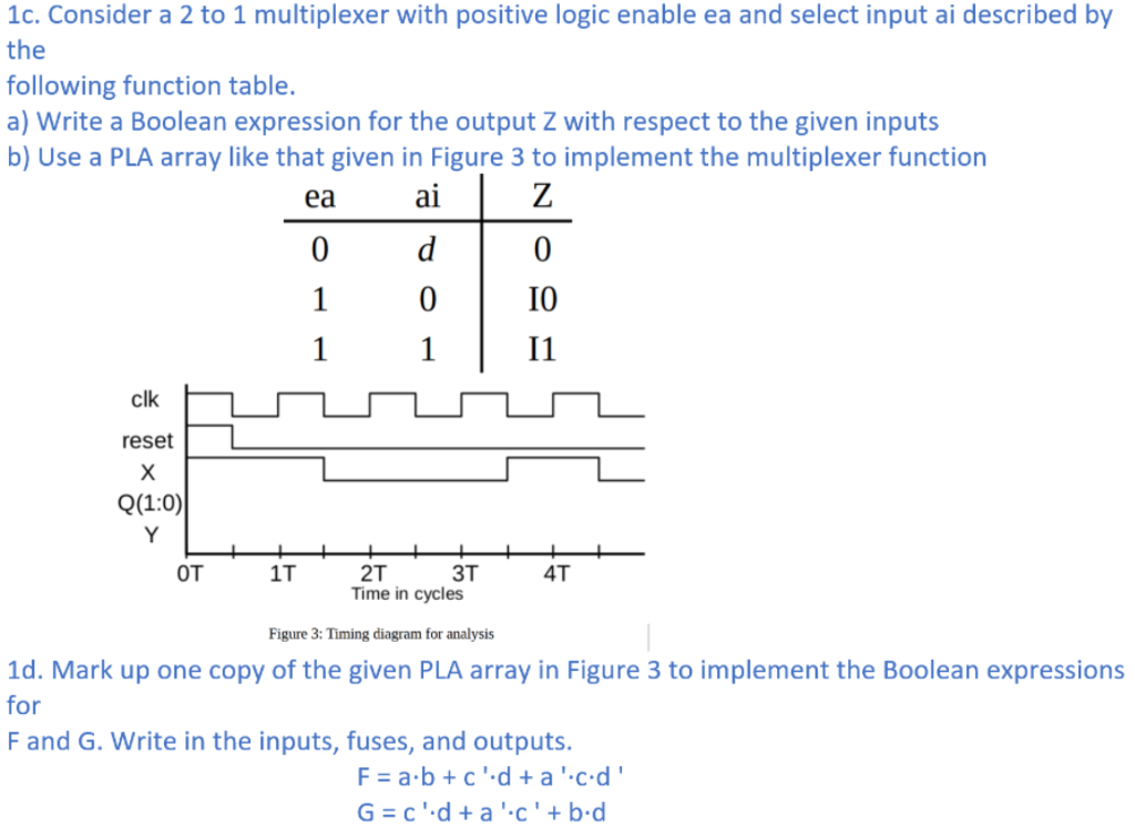 Solved 1c Consider A 2 To 1 Multiplexer With Positive Lo Chegg Com