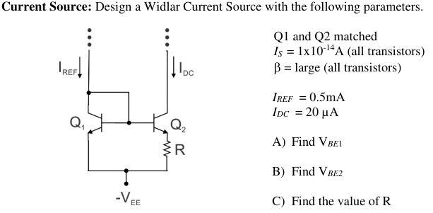 Solved Current Source: Design a Widlar Current Source with | Chegg.com