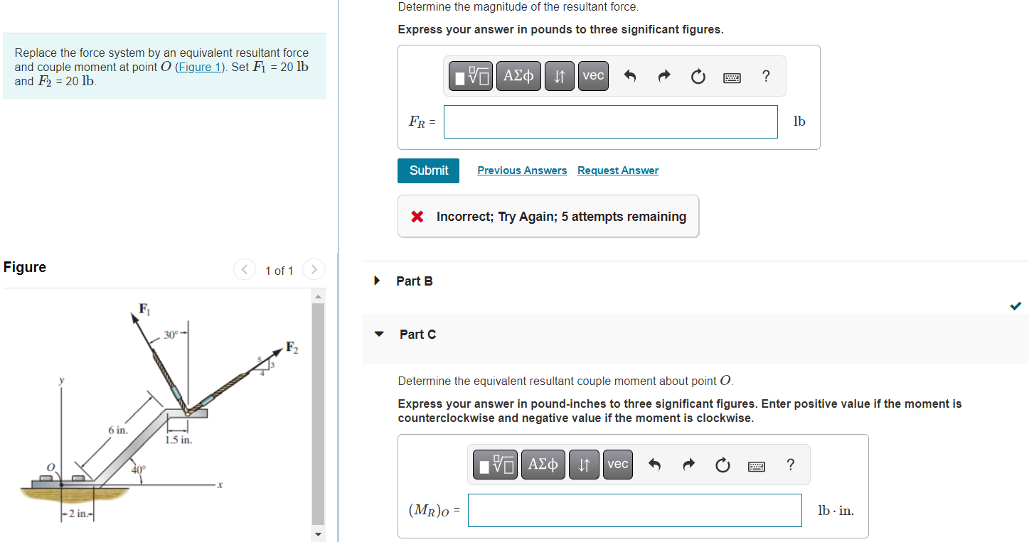 Solved Determine the magnitude of the resultant force. | Chegg.com
