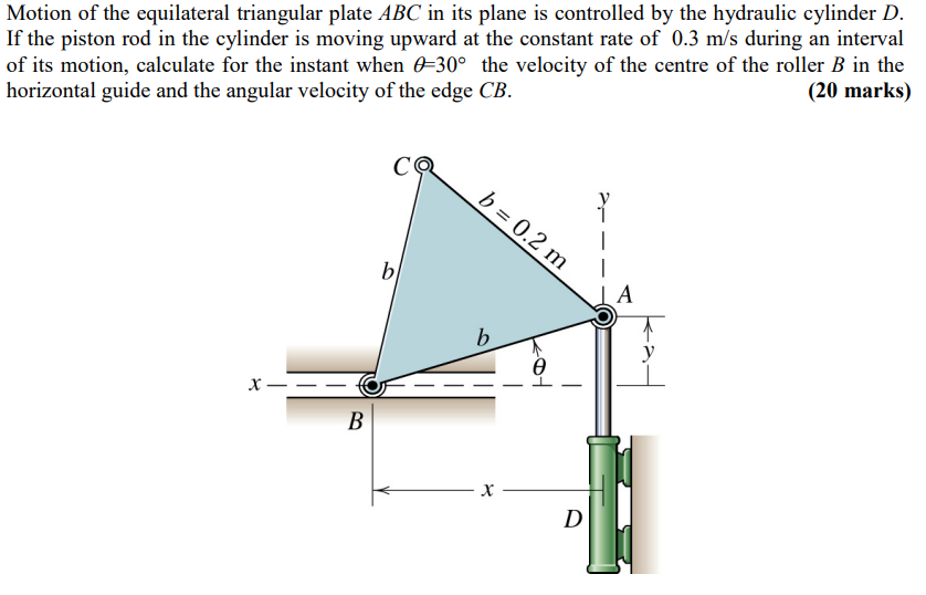 Solved Motion Of The Equilateral Triangular Plate Abc In Its