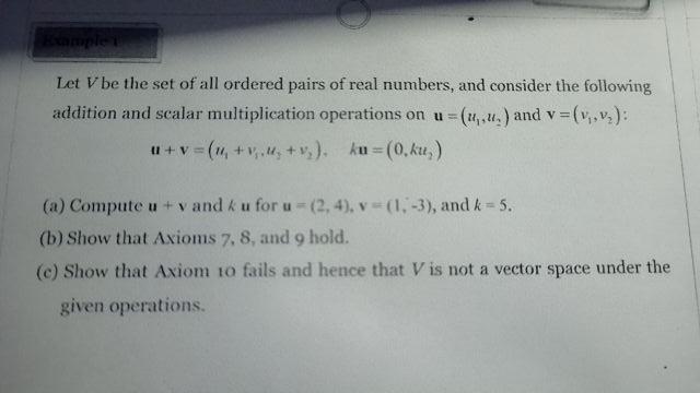 Solved ample Let V be the set of all ordered pairs of real | Chegg.com