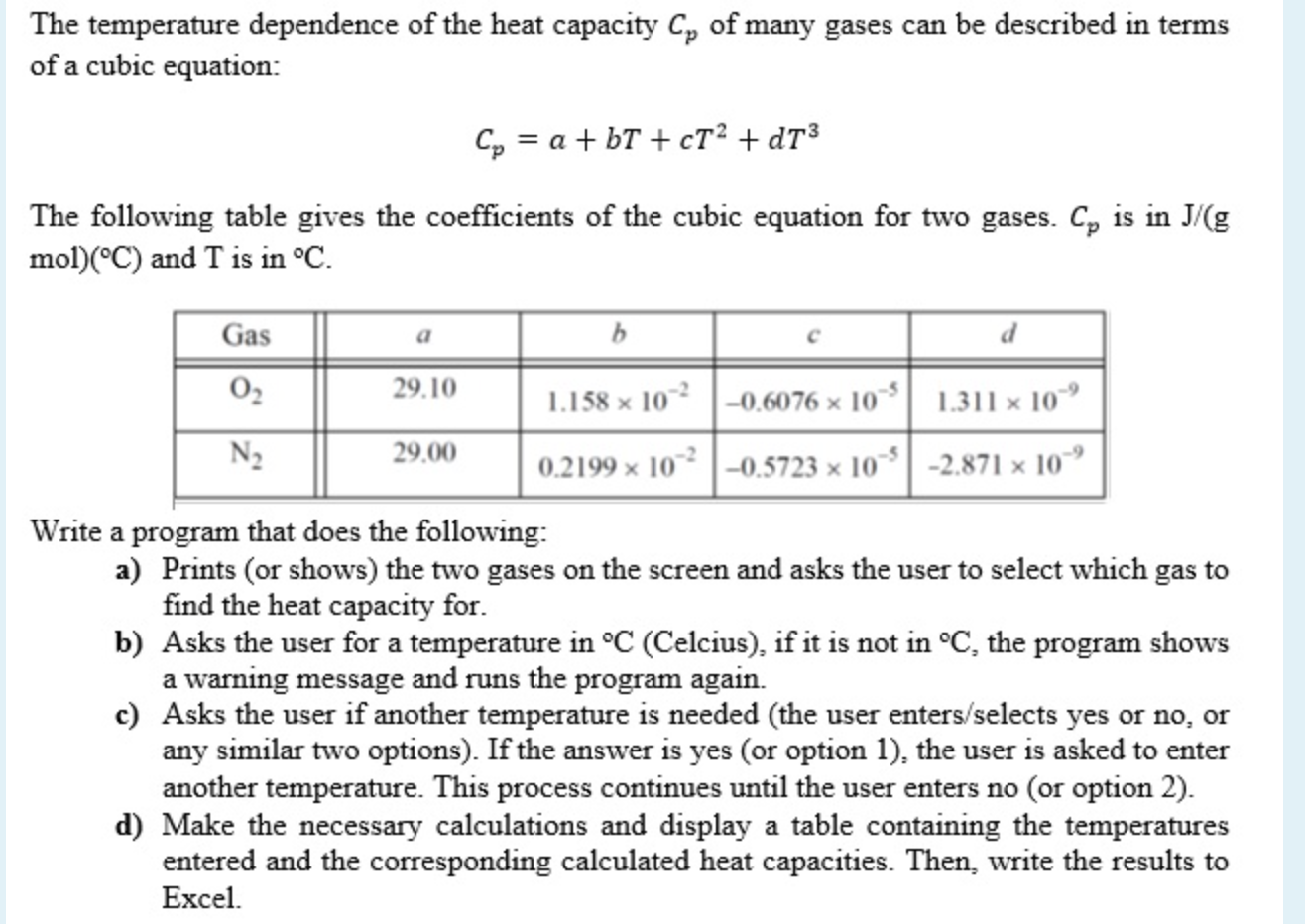 Solved The Temperature Dependence Of The Heat Capacity Cp Of | Chegg.com