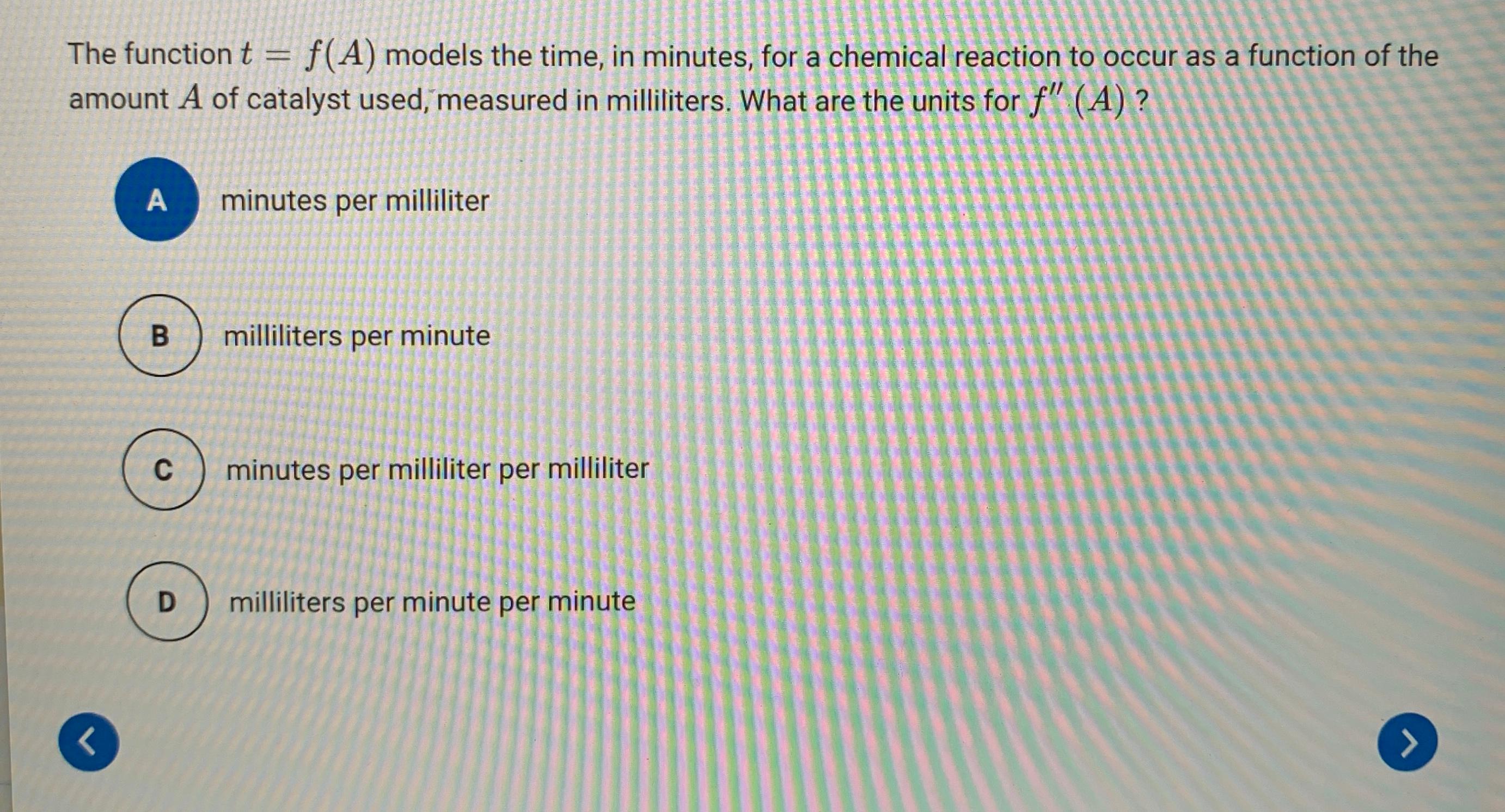 Solved The Function T F A Models The Time In Minutes F Chegg Com