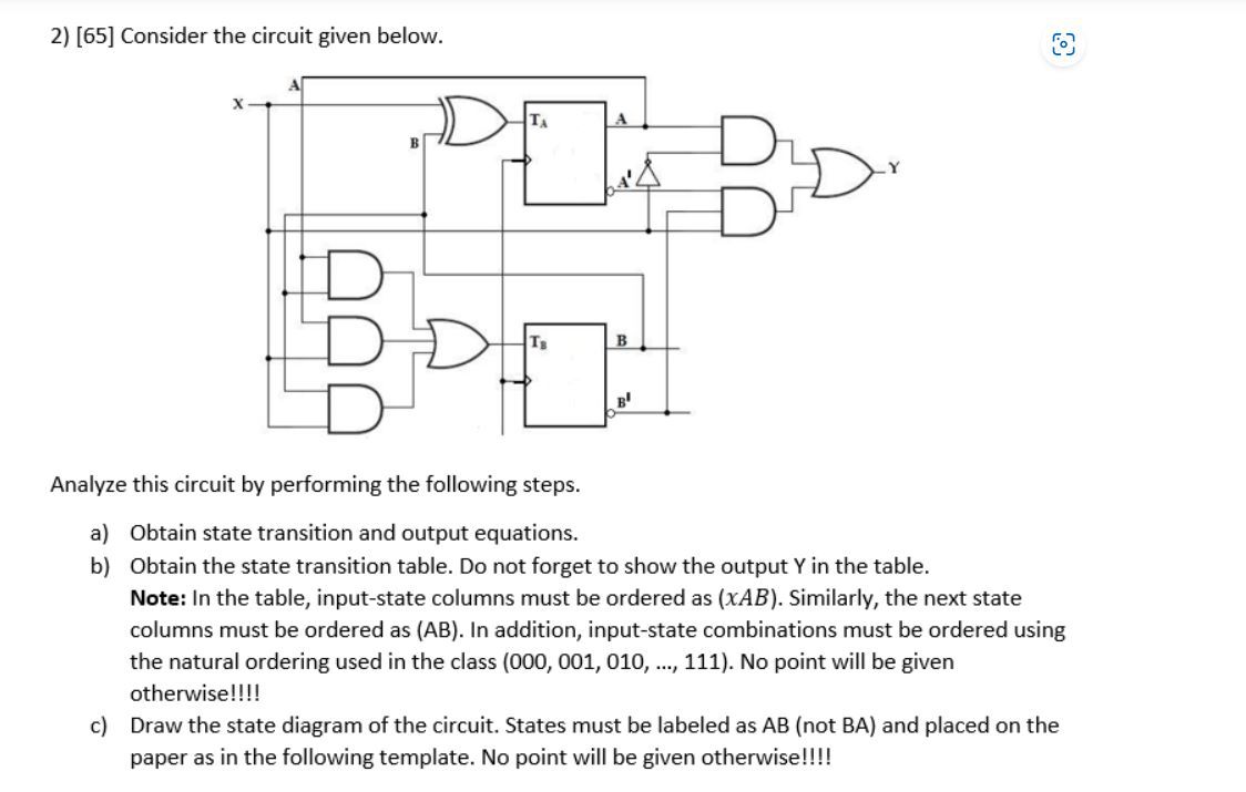 Solved 2) [65] Consider The Circuit Given Below. [io] 