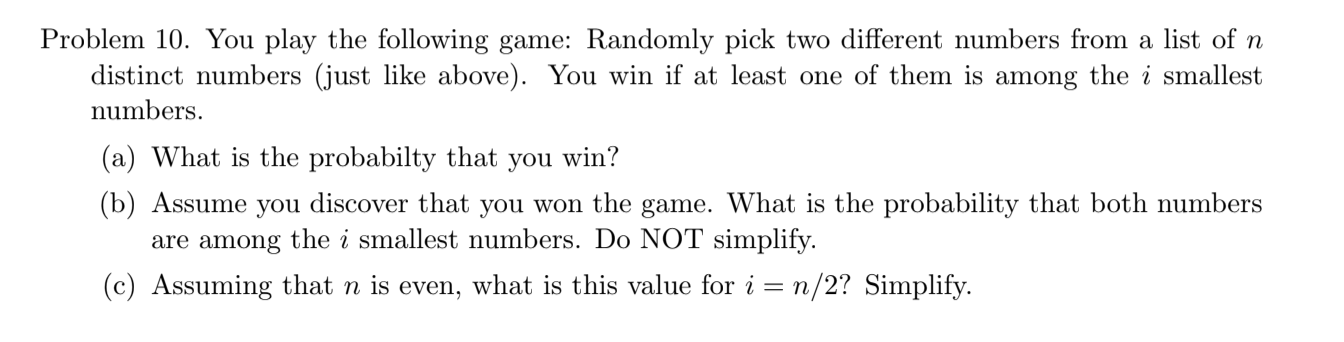 Solved Problem 10. You play the following game: Randomly | Chegg.com