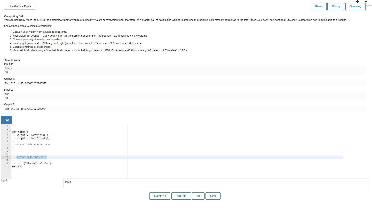 Solved Computing BMI You can use Body Mass Index (BMI) to | Chegg.com
