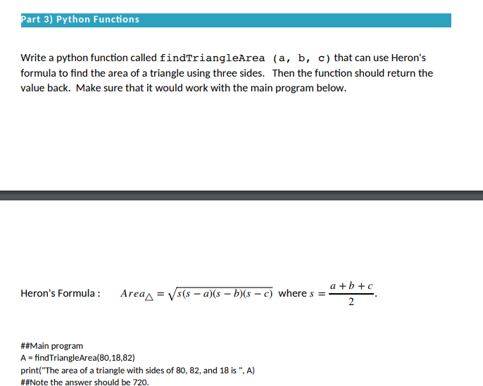 Solved Part 3) Python Functions Write a python function | Chegg.com