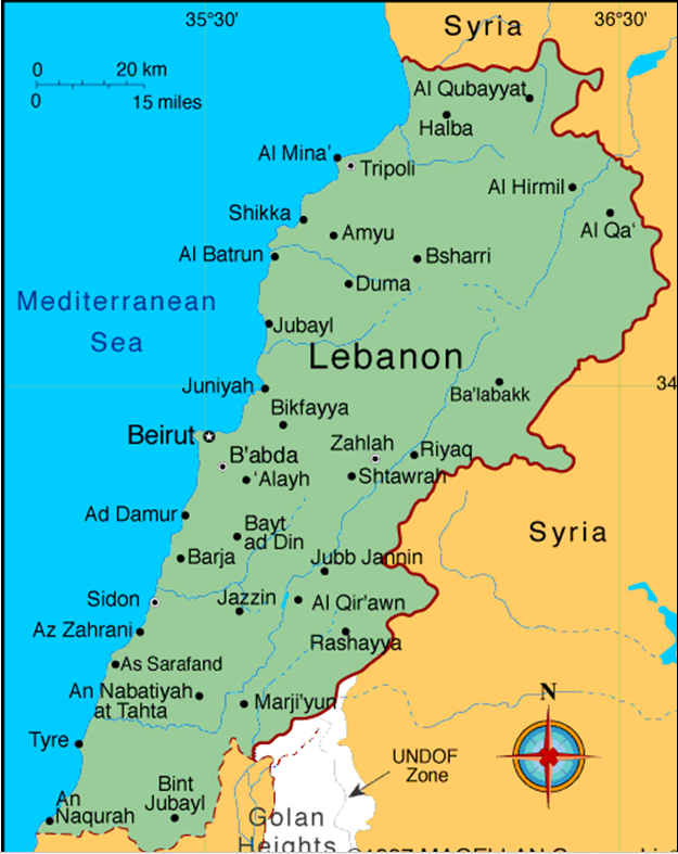 lebanon political map