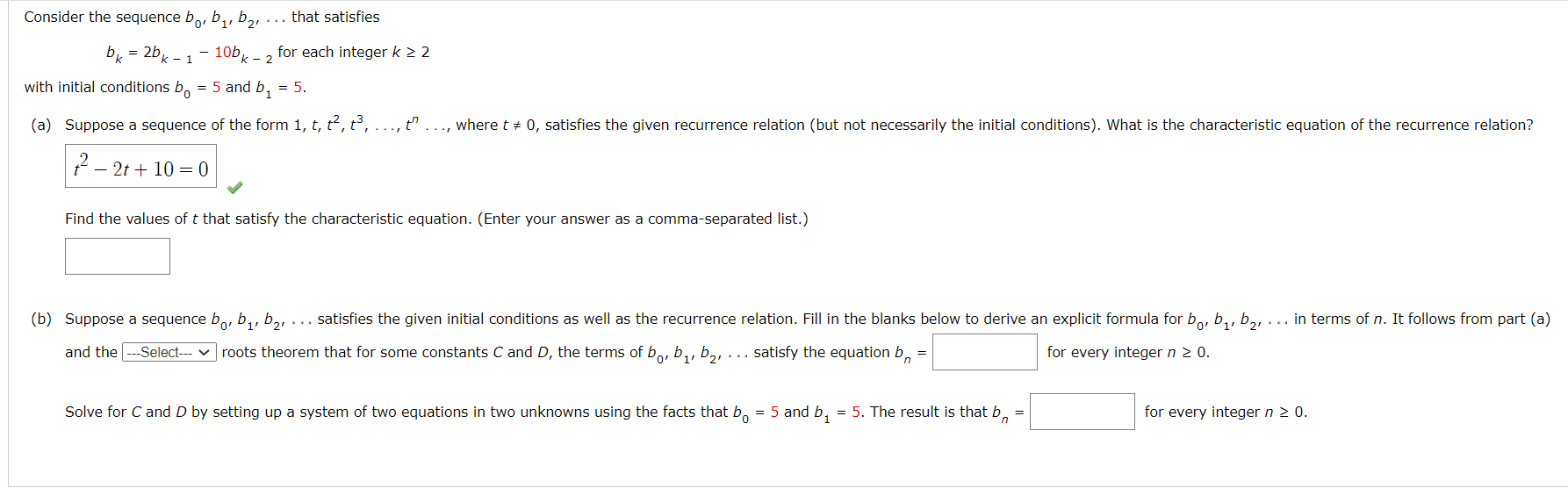 Solved Consider the sequence bo, bą, bz, ... that satisfies | Chegg.com