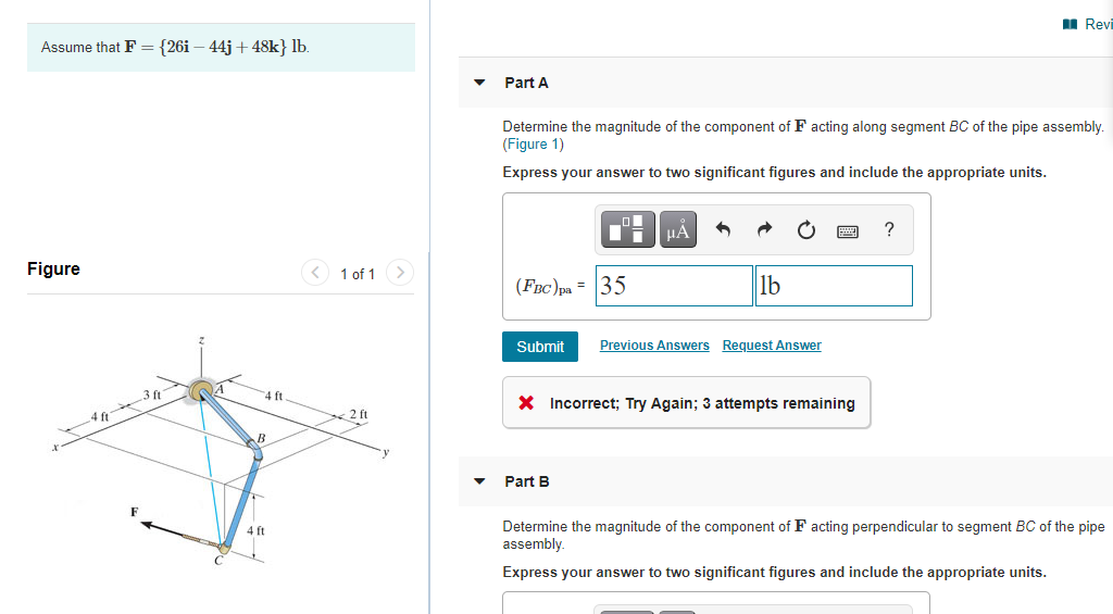 Solved A Revi Assume that F {26i – 44j + 48k} lb. Part A | Chegg.com