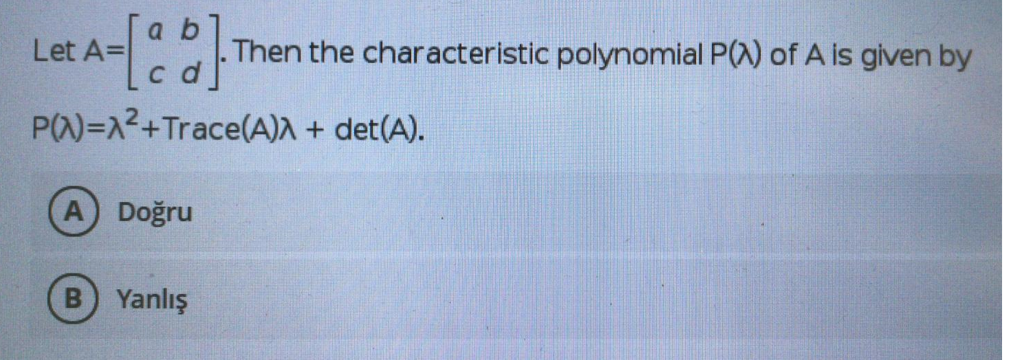 Solved Ab Let A= [a B] Then The Characteristic Polynomial | Chegg.com