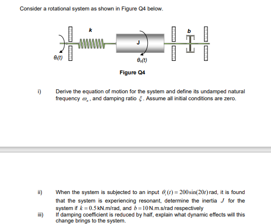 Solved Consider a rotational system as shown in Figure Q4 | Chegg.com