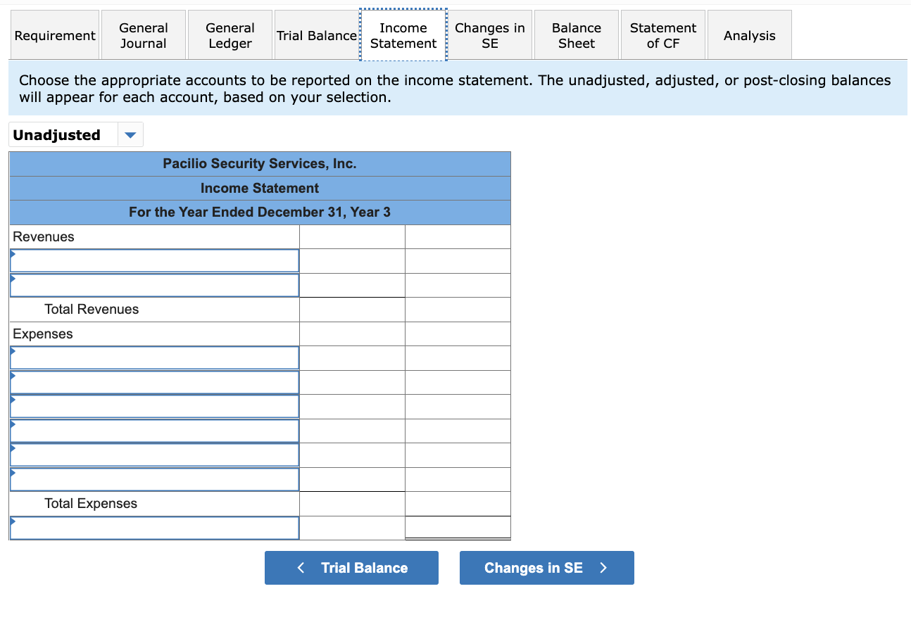 Solved The account balances of Pacilio Security Services,