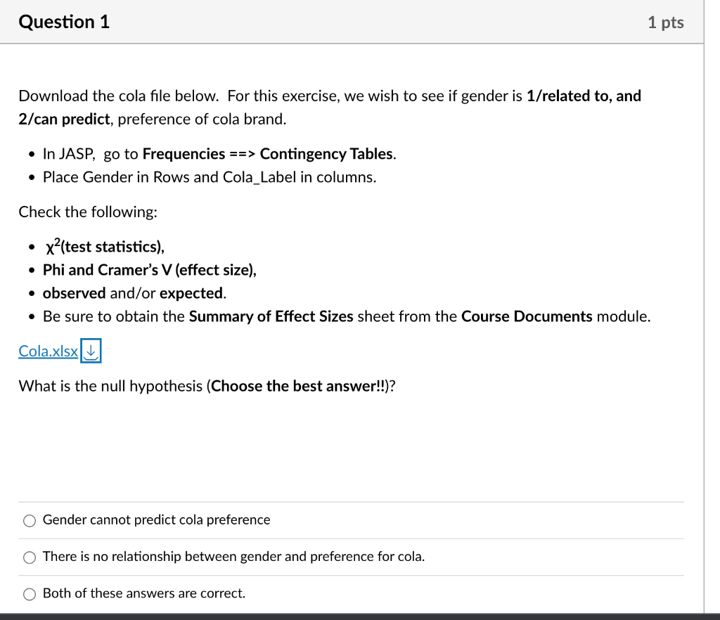 Download the cola file below. For this exercise, we | Chegg.com