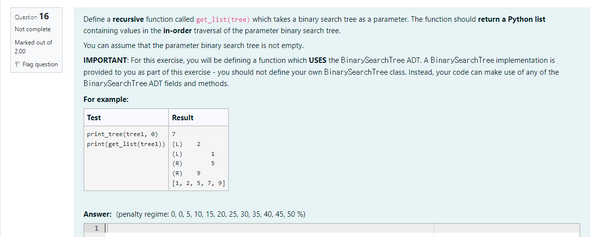 Define a recursive function called get_list(tree) | Chegg.com