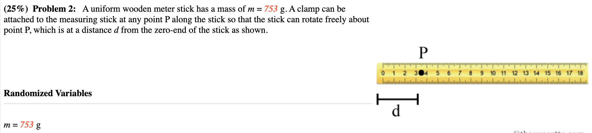 Solved (25\%) Problem 2: A uniform wooden meter stick has a | Chegg.com